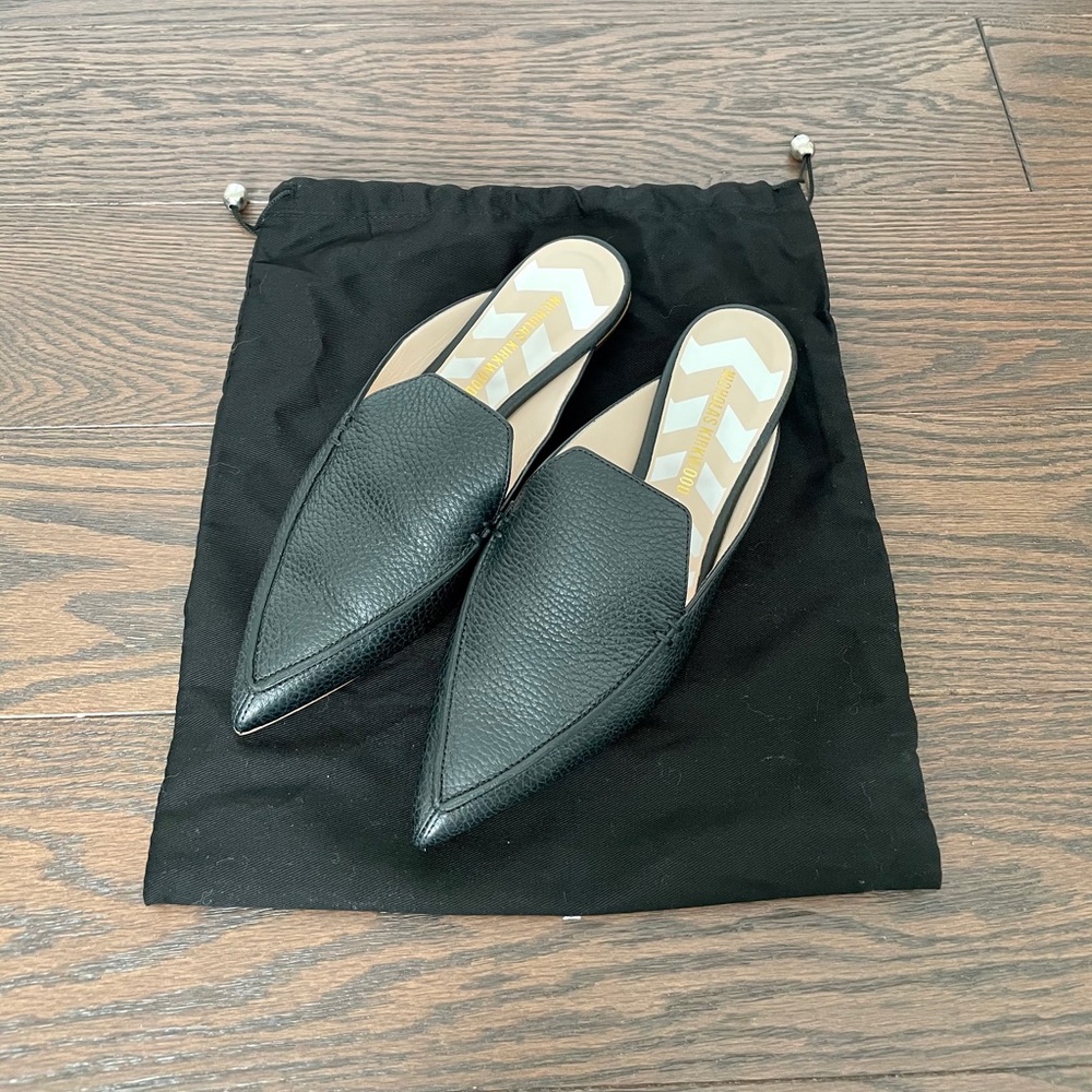 Nicholas Kirkwood Black Pointed-Toe Leather Mules